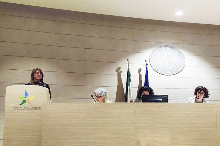 Marisa Mazzaglia nel suo intervento a Roma, al Ministero dell'Ambiente