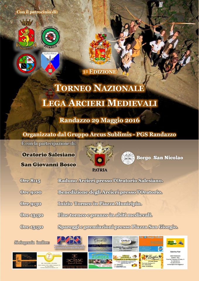 locandina Torneo Nazionale Arcieri Medievali Randazzo