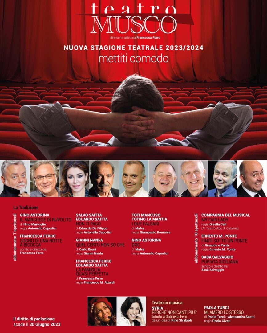 Cartellone Stagione 2023-2024 Teatro Musco di Catania