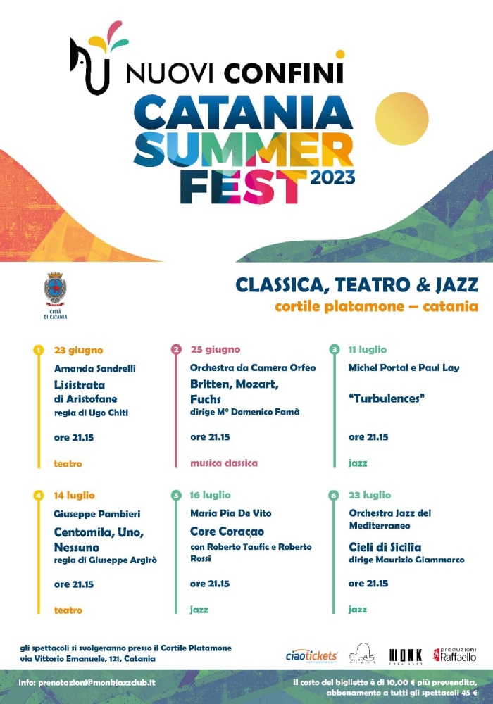 Cartellone Nuovi Confini per il Catania Summer Fest 2023